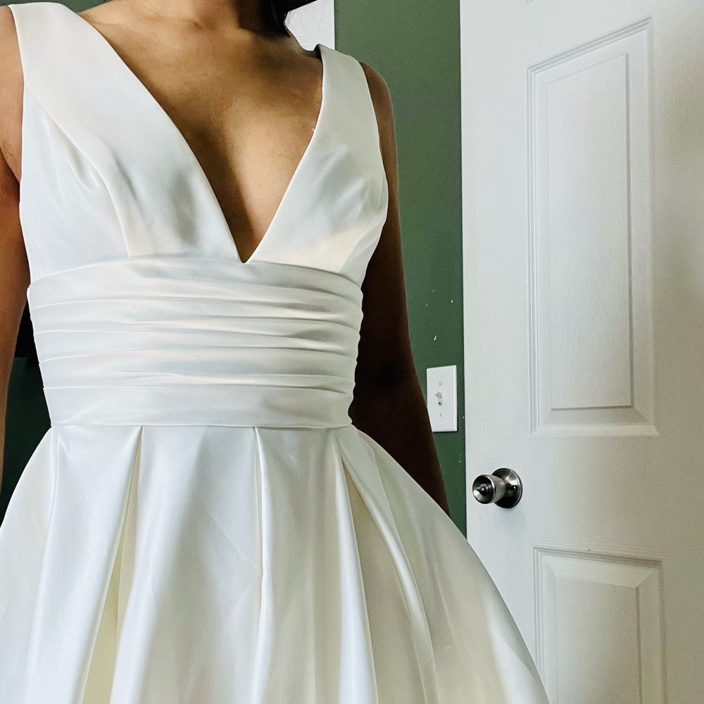 David’s Bridal collection satin ball gown wedding dress